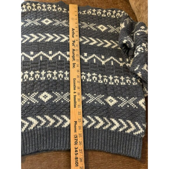 Vtg GAP Knit Wool Sweater Mens Large Gray White Geometric Pattern Y2K - Picture 7 of 8